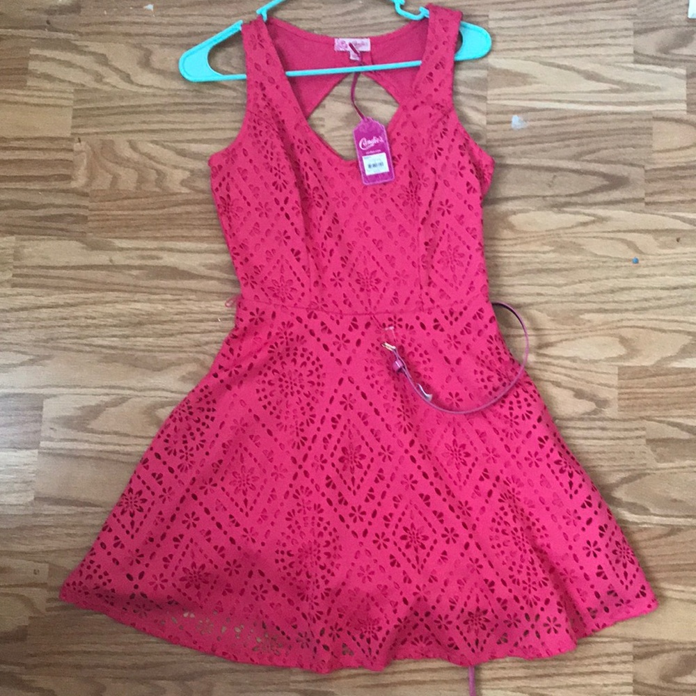 Pink Mini Dress with Open Back- Comes with Belt